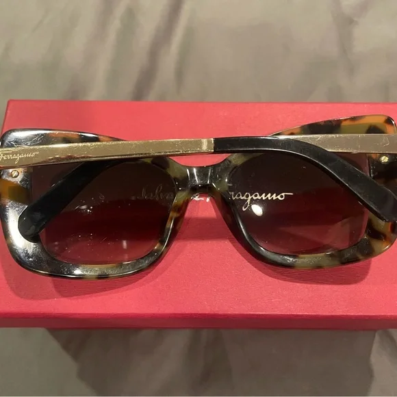 Salvatore Ferragamo Black Sunglasses with Gold Accents  display picture 1